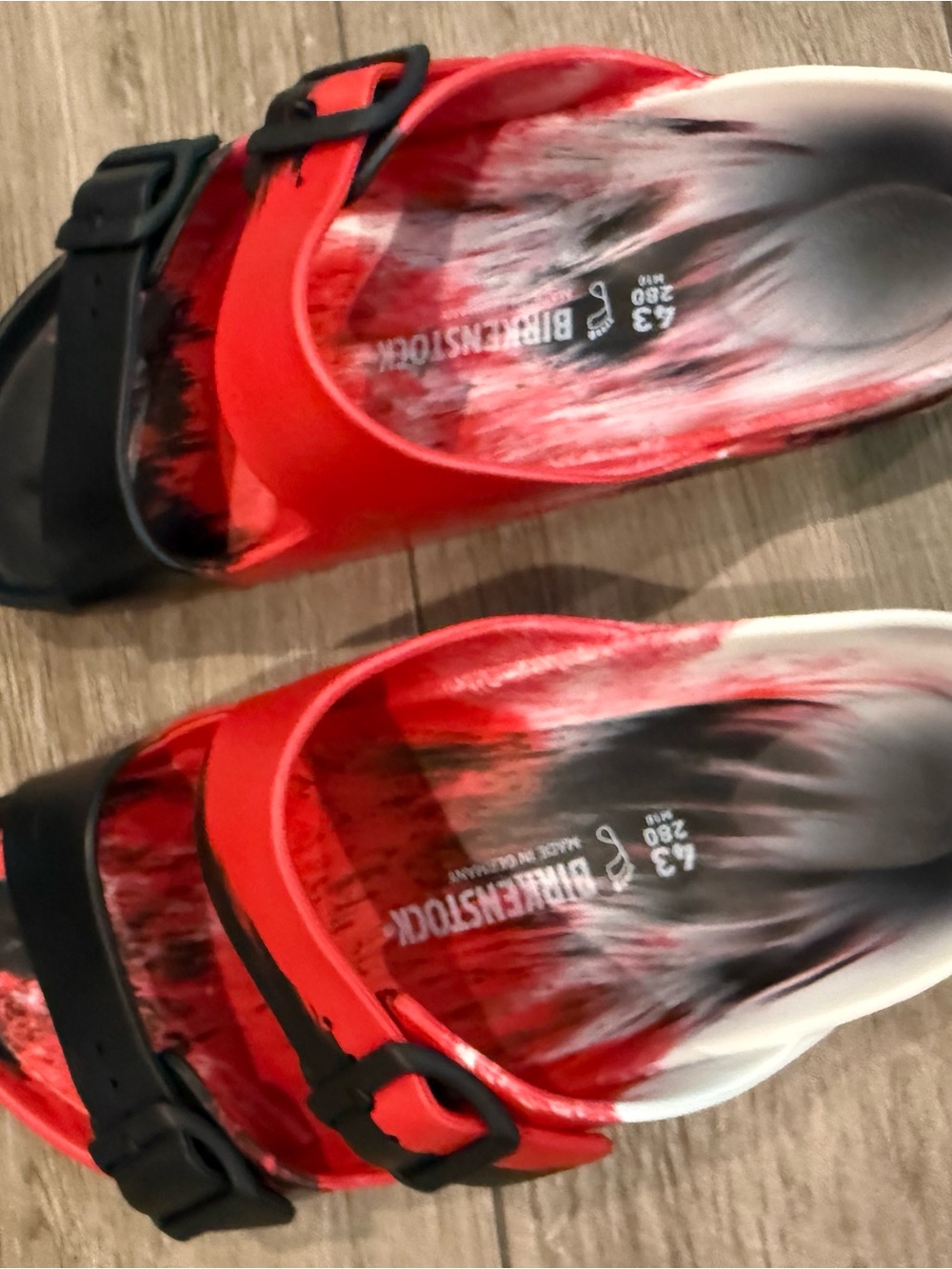 Birkenstock Red Black White Marbled EVA Sandals